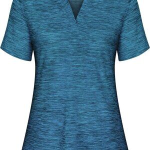 Cucuchy Women's Moisture Wicking V Neck Golf Polo Shirt, Medium, C-blue, Sporty